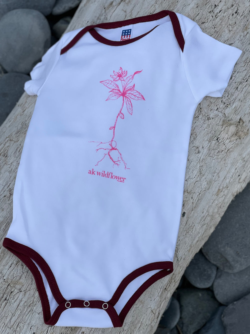 AK Wildflower Beach Rose Ringer Onesie